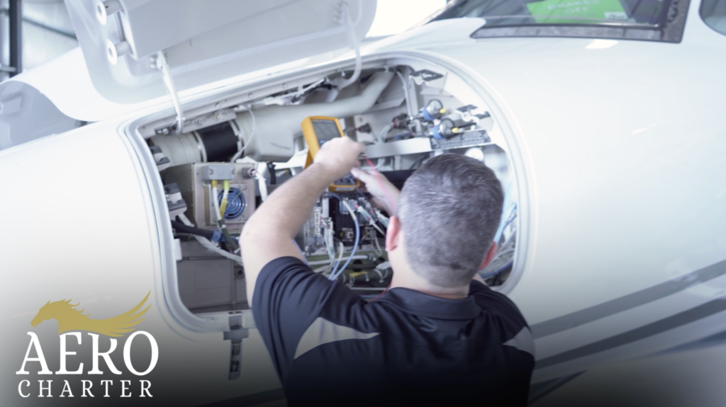 Aero Charter team member working on Garmin Avionics Upgrade